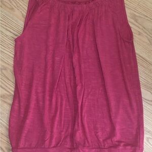 LOFT Pink Sleeveless Gathered Neck Blouse